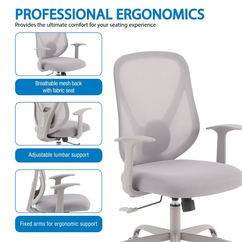 Grey Mesh Back with Grey Fabric Seat Managers Chair