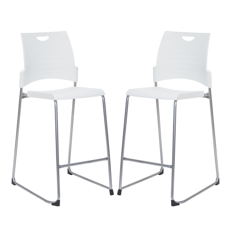 Tall Stacking and Ganging Chair with White Plastic Seat