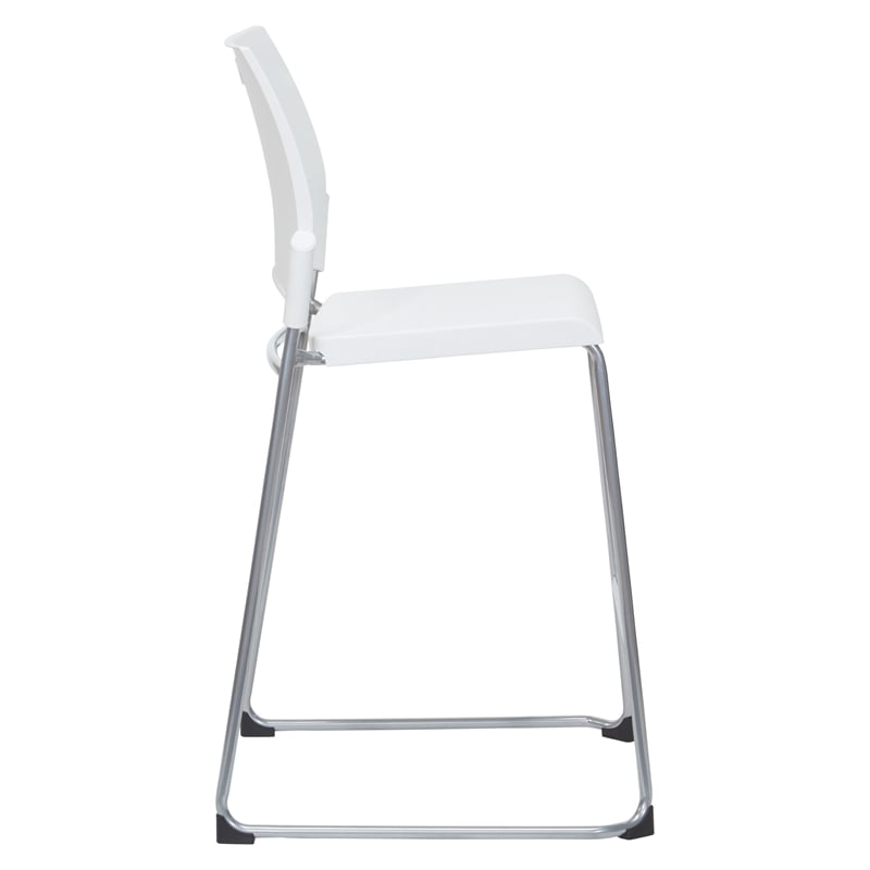 Tall Stacking and Ganging Chair with White Plastic Seat