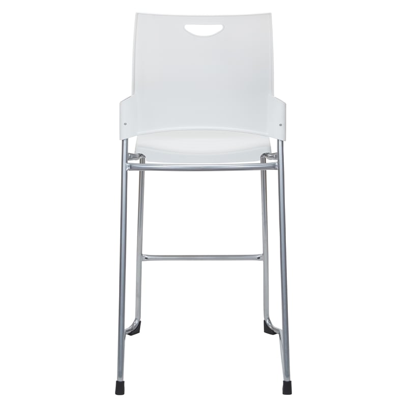 Tall Stacking and Ganging Chair with White Plastic Seat