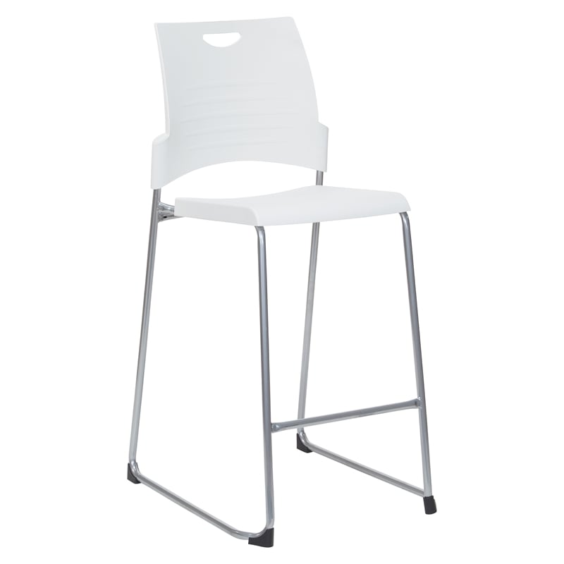 Tall Stacking and Ganging Chair with White Plastic Seat