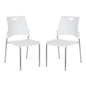 Straight Leg Stacking Chair With White Plastic Seat 2 Pack