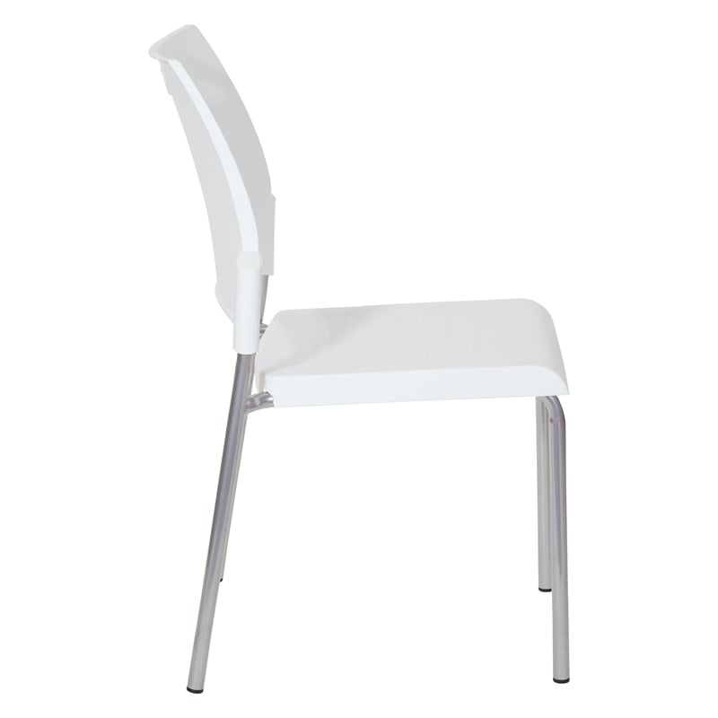 Straight Leg Stacking Chair With White Plastic Seat 2 Pack