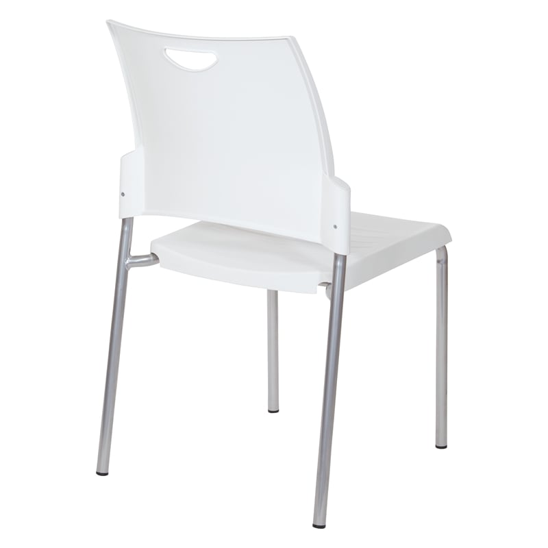 Straight Leg Stacking Chair With White Plastic Seat 2 Pack