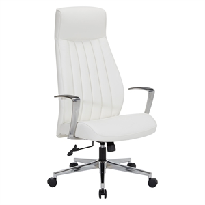 High-Back Silver Ion Technology in Dillon Snow White Fabric Chair with Fixed Padded Aluminum Arms and Chrome Base