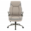 Taupe Leather Big & Tall Chair with Padded Flip Arms and Titanium Base