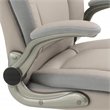 Taupe Leather Big & Tall Chair with Padded Flip Arms and Titanium Base