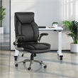 Black Leather Big & Tall Chair with Padded Flip Arms and Titanium Base