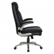 Black Leather Big & Tall Chair with Padded Flip Arms and Titanium Base