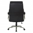 Black Leather Big & Tall Chair with Padded Flip Arms and Titanium Base