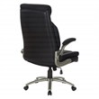Black Leather Big & Tall Chair with Padded Flip Arms and Titanium Base