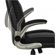 Black Leather Big & Tall Chair with Padded Flip Arms and Titanium Base