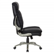 Black Leather Big & Tall Chair with Padded Flip Arms and Titanium Base