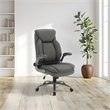 Grey Leather Big & Tall Chair with Padded Flip Arms and Titanium Base in Gray