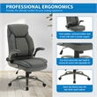 Grey Leather Big & Tall Chair with Padded Flip Arms and Titanium Base in Gray