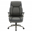 Grey Leather Big & Tall Chair with Padded Flip Arms and Titanium Base in Gray