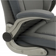 Grey Leather Big & Tall Chair with Padded Flip Arms and Titanium Base in Gray