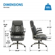 Grey Leather Big & Tall Chair with Padded Flip Arms and Titanium Base in Gray