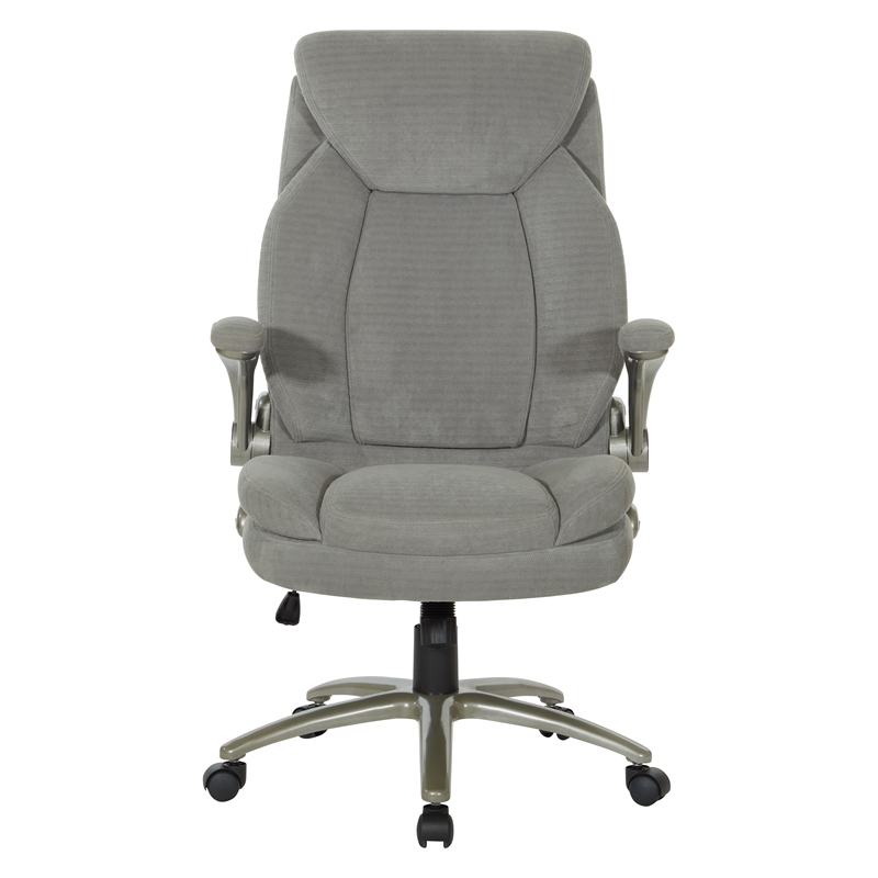 Gray Fabric Big & Tall Chair with Padded Flip Arms and Titanium Base.