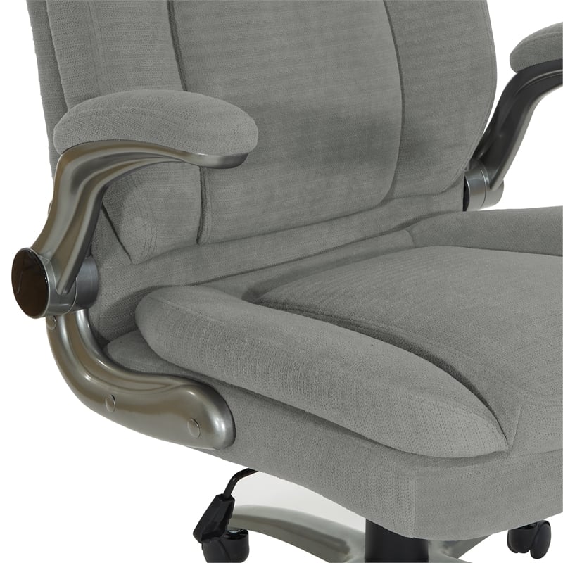 Gray Fabric Big & Tall Chair with Padded Flip Arms and Titanium Base.