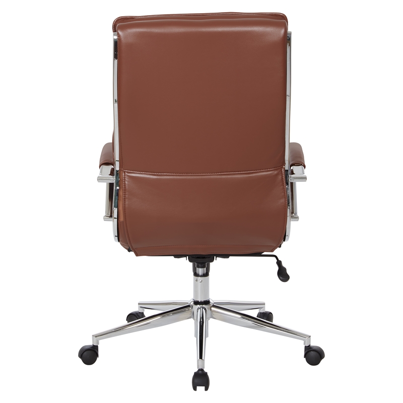 High-Back Manager s Chair in  Saddle Brown Faux Leather