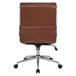 Armless Mid Back Manager s Faux Leather Chair in Saddle Brown with Chrome Base.