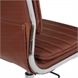Armless Mid Back Manager s Faux Leather Chair in Saddle Brown with Chrome Base.