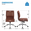 Armless Mid Back Manager s Faux Leather Chair in Saddle Brown with Chrome Base.