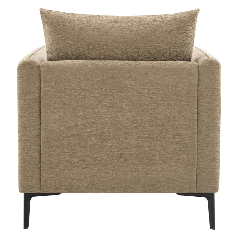 Newhaven Accent Chair in Taupe Polyester with Black Metal Legs