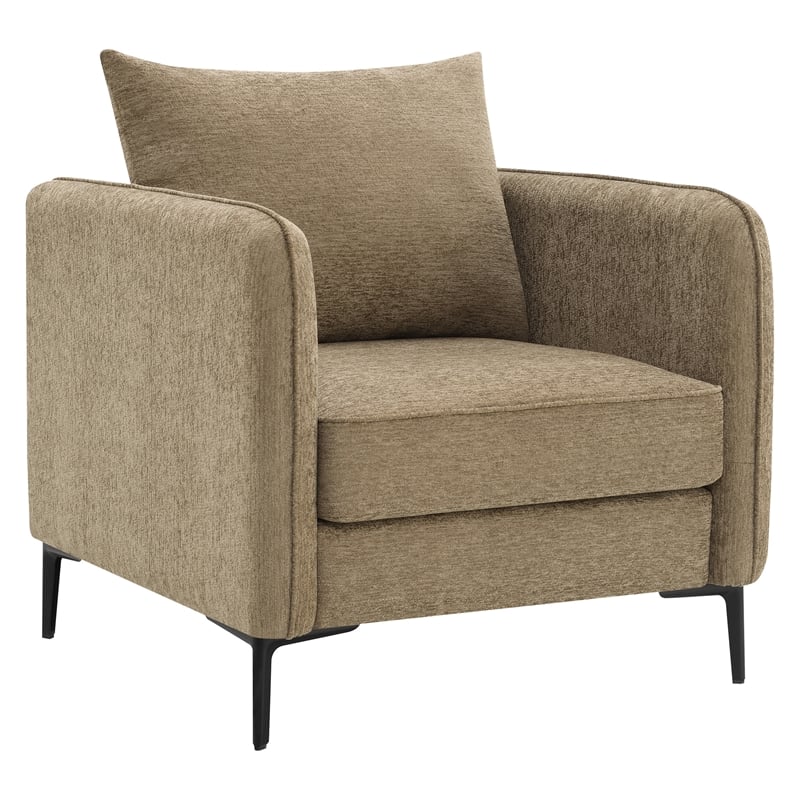 Newhaven Accent Chair in Taupe Polyester with Black Metal Legs