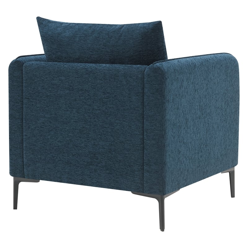 Newhaven Accent Chair in Navy Green Polyester with Black Metal Legs