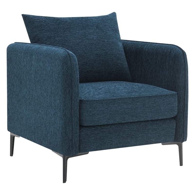 Newhaven Accent Chair in Navy Green Polyester with Black Metal Legs
