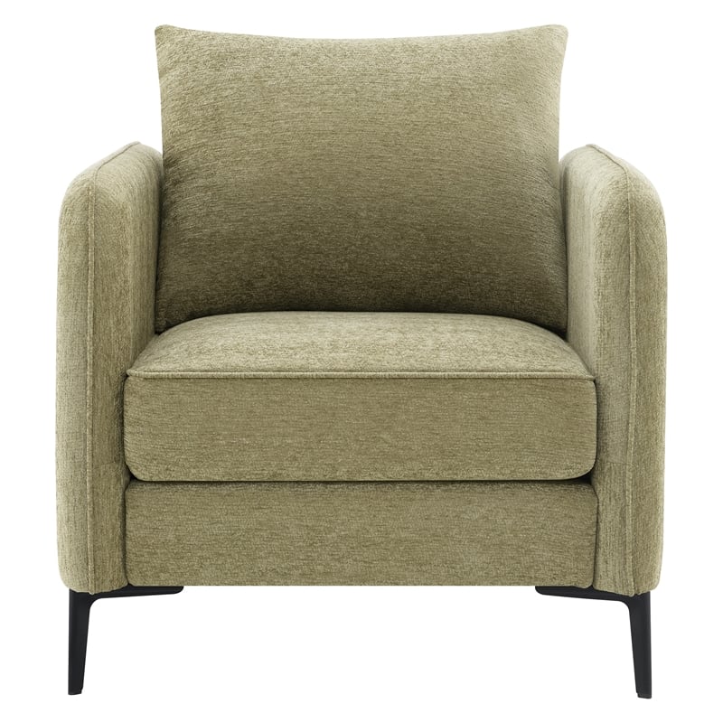 Newhaven Accent Chair in Sea Green Polyester with Black Metal Legs