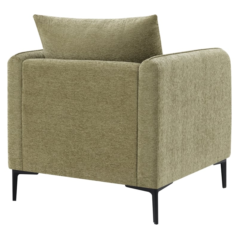 Newhaven Accent Chair in Sea Green Polyester with Black Metal Legs