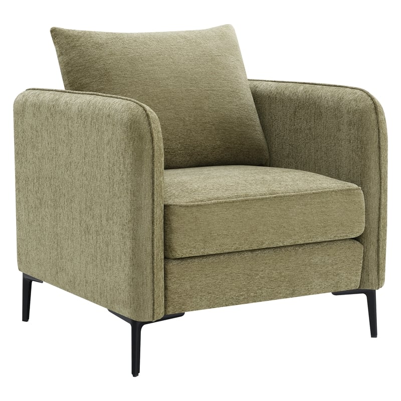 Newhaven Accent Chair in Sea Green Polyester with Black Metal Legs