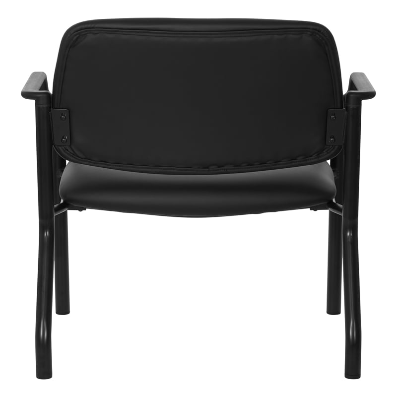 Big & Tall Guest Chair in Dillon Black Fabric with soft PU Arms  Sturdy Black Metal Chair