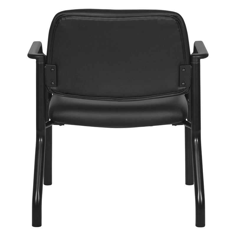Big & Tall Guest Chair in Black Faux Leather with soft PU Arms  Sturdy Black Metal Chair
