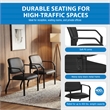 Big & Tall Guest Chair in Black Faux Leather with soft PU Arms  Sturdy Black Metal Chair