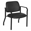 Big & Tall Guest Chair in Black Faux Leather with soft PU Arms  Sturdy Black Metal Chair