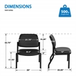Office Star Big & Tall Armless Guest Chair in Black Faux Leather with Sturdy Black Metal Frame