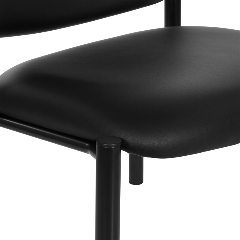 Office Star Big & Tall Armless Guest Chair in Black Faux Leather with Sturdy Black Metal Frame