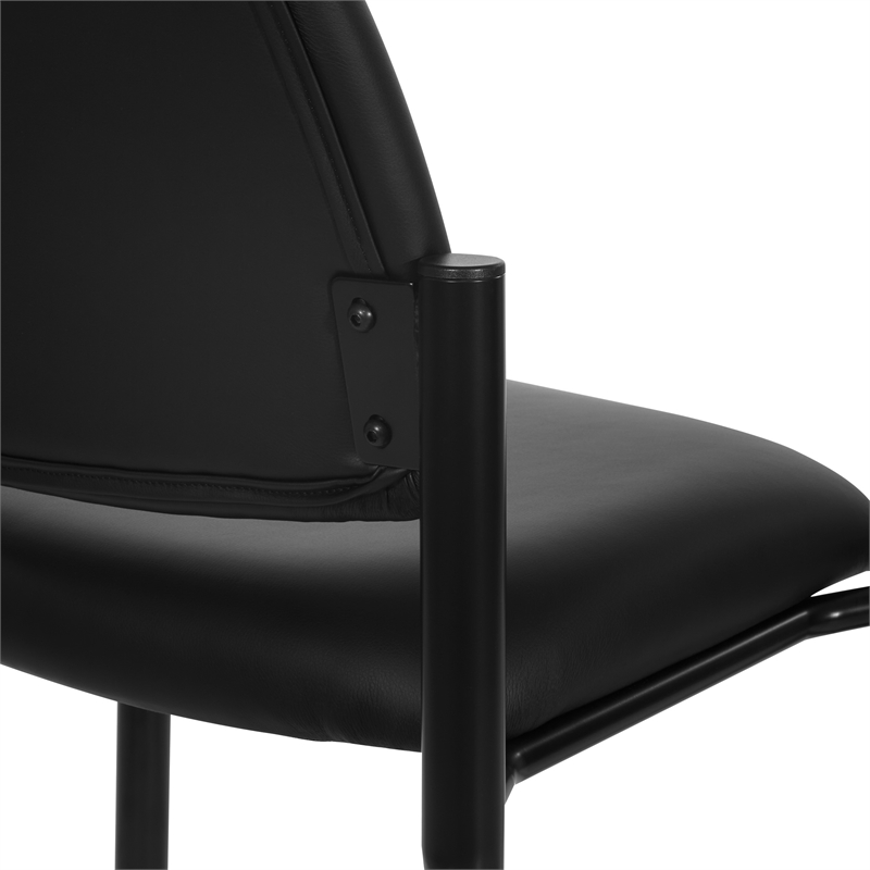 Office Star Big & Tall Armless Guest Chair in Black Faux Leather with Sturdy Black Metal Frame
