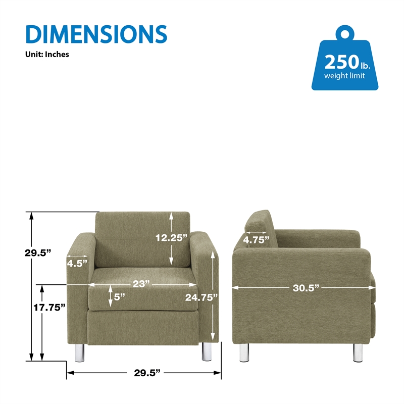 Pacific Armchair In Sea Green Fabric with Chrome Finished Legs