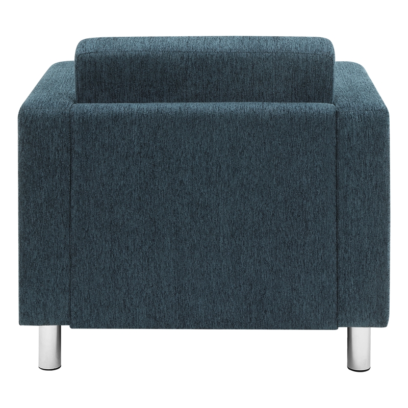 Pacific Armchair In Navy Fabric with Chrome Finished Legs