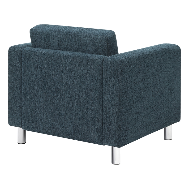 Pacific Armchair In Navy Fabric with Chrome Finished Legs