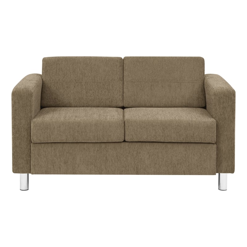 Pacific Loveseat In Taupe Fabric with Chrome Finished Legs