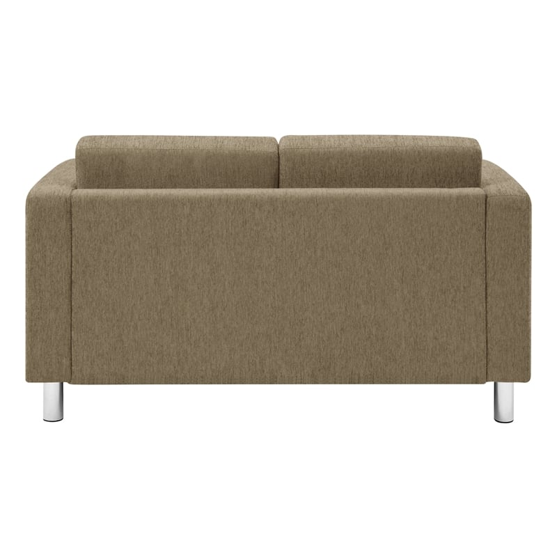Pacific Loveseat In Taupe Fabric with Chrome Finished Legs