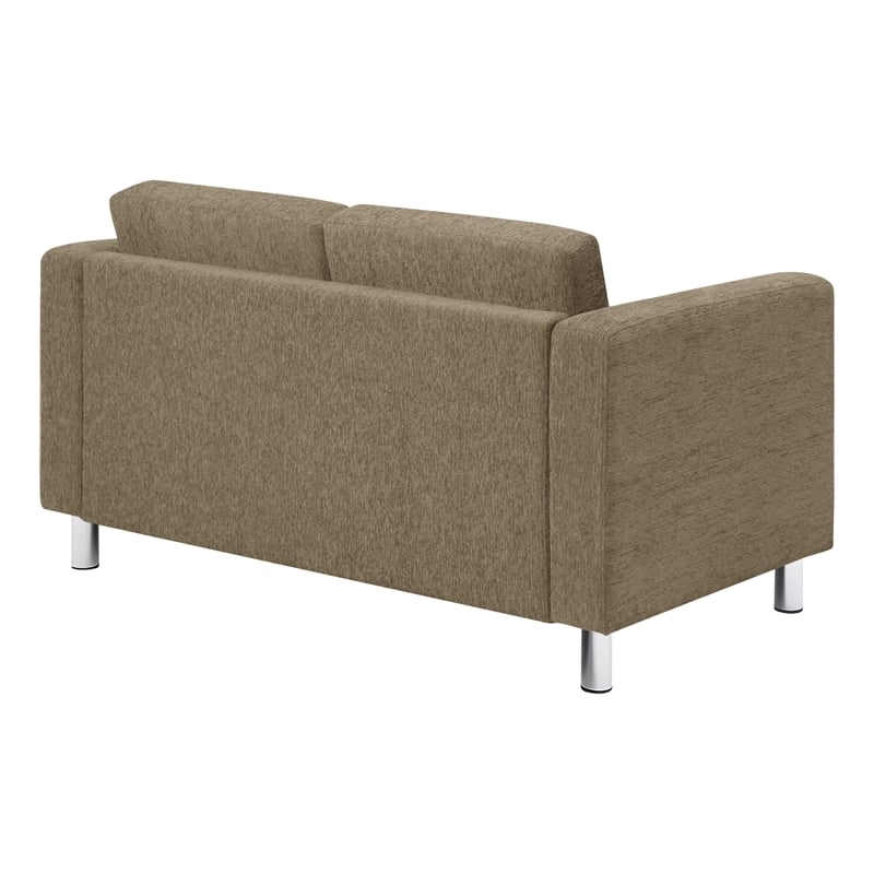 Pacific Loveseat In Taupe Fabric with Chrome Finished Legs