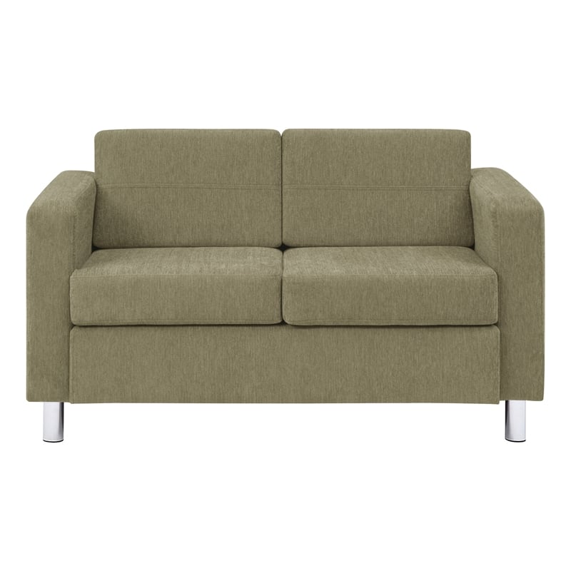 Pacific Loveseat In Sea Green Fabric with Chrome Finished Legs