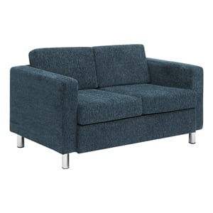 Pacific Loveseat In Navy Fabric with Chrome Finished Legs090234627371